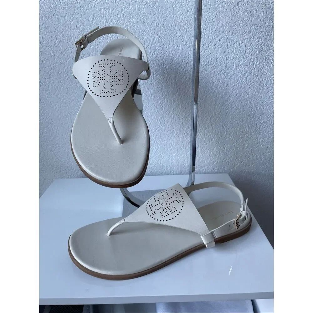 New Tory Burch Capri T Strap Perforated Logo Thong Flip Flop Sandal Size 10.5 $2 - Picture 7 of 8